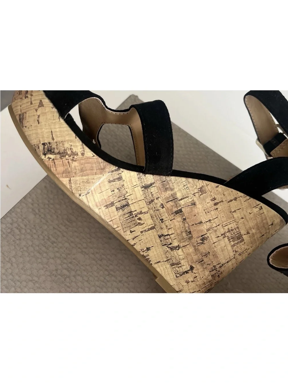 Maurices Black Suede Strappy Wedge Sandals